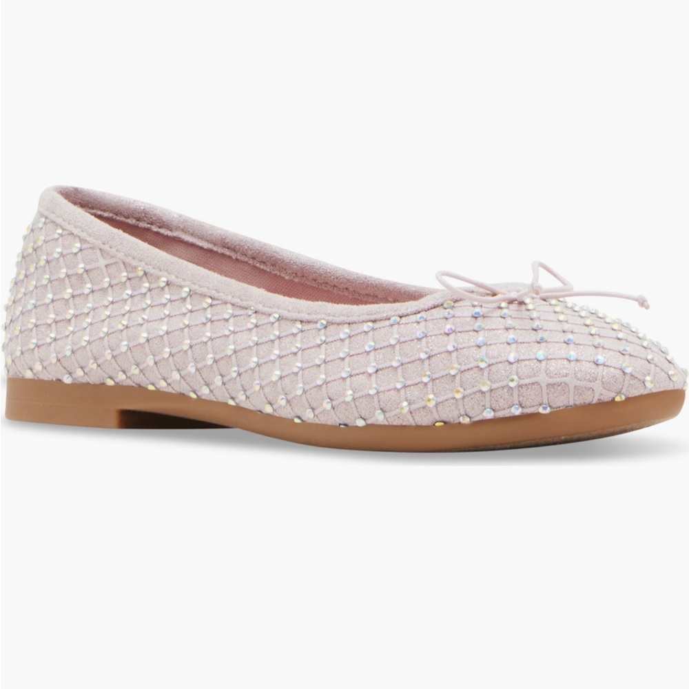 New Steve Madden Kids' Rhinestone Mesh Ballet Flats in blush pink